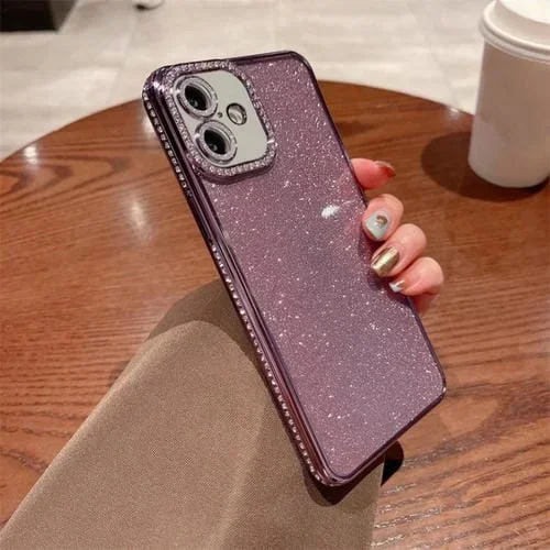 Funda de TPU con purpurina de diamante para iPhone 17 (morada)
