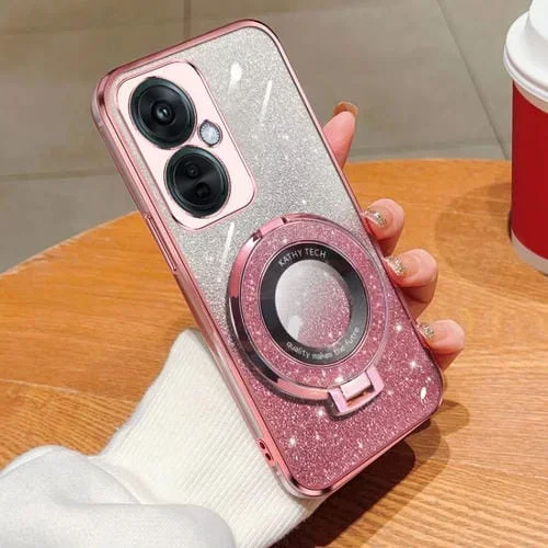 Funda de TPU con Soporte Redondo y Purpurina Degradada para OnePlus Nord Ce3/N30 (Rosa)