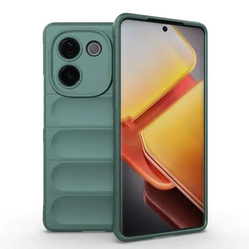 Funda de TPU + Franela con Protección Mágica India para Vivo Iqoo Z9S Pro (Verde Oscuro)