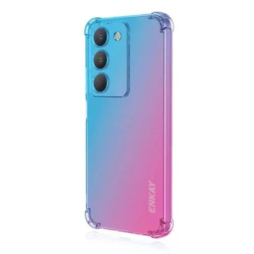Funda Enkay Hat-Prince de TPU con Degradado y Airbag para Realme 14X India/V60 Pro (Azul y Rosa)