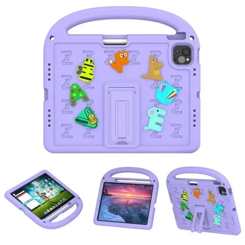 Funda Eva para iPad Air 11 2024 con Diseño Gorrión a Prueba de Golpes (Morado Taro)