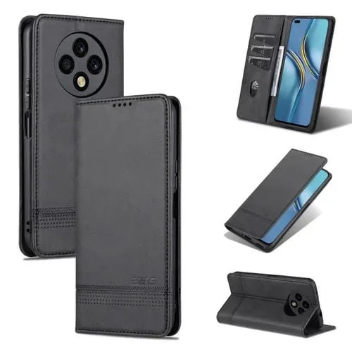 Funda Flip Leather Case U-Magic Disfrute 50 Plus Azns Magnetic Barry (Negro)