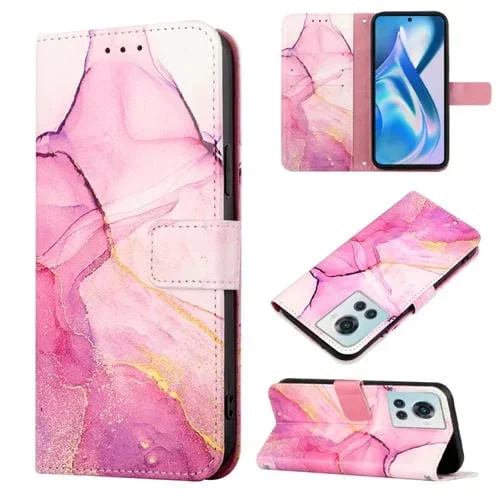 Funda Flip Leather para OnePlus Ace con Diseño Mármol (Pink Purple Gold) Ls001