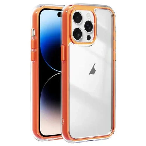Funda híbrida de acrílico TPU 3 en 1 a prueba de golpes con Airbag para iPhone 14 Pro Max (Naranja)