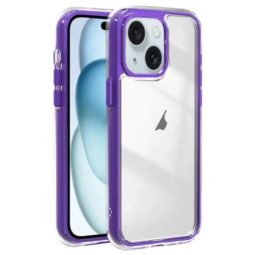 Funda híbrida de acrílico TPU 3 en 1 con Airbag a prueba de golpes para iPhone 15 (Morado)