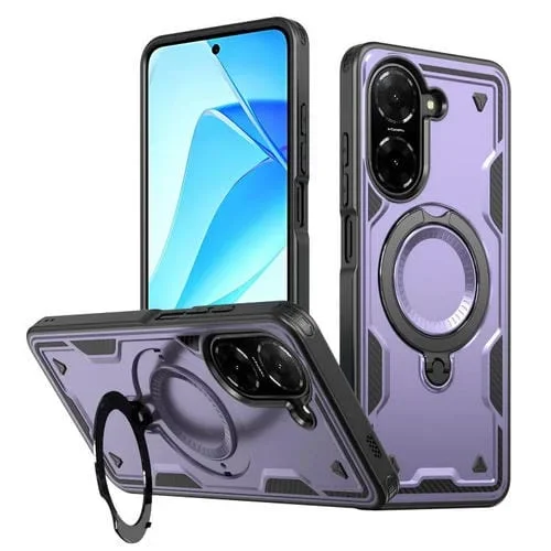 Funda híbrida de TPU con soporte de anillo MagSafe para Redmi A5 4G (171,7 mm) y Poco C71 (morado)