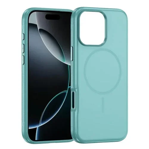 Funda híbrida de TPU Magsafe original para iPhone 16 Pro Max (azul claro)