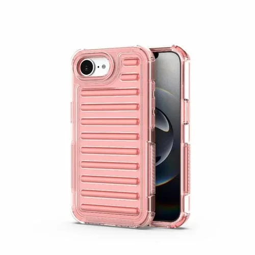 Funda híbrida de TPU y PC con airbag de alta transparencia para iPhone 16e (rojo melocotón)