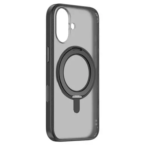 Funda híbrida de TPU y PC Magsafe para iPhone 17 ZGA Feitian con rotación de 360 grados (negro)