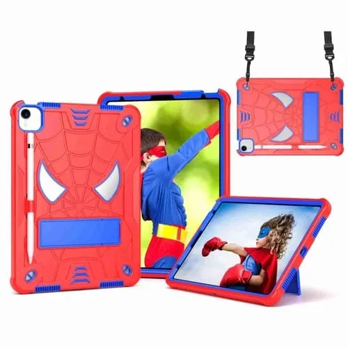 Funda híbrida para iPad Pro 11 (2021) y Air 5 10.9 Spider Texture silicona y PC con correa (Rojo + Azul)