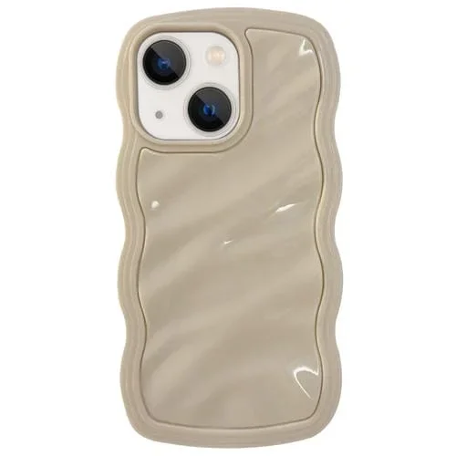 Funda híbrida para iPhone 13 TPU con ondas Color sólido para PC (Beige)