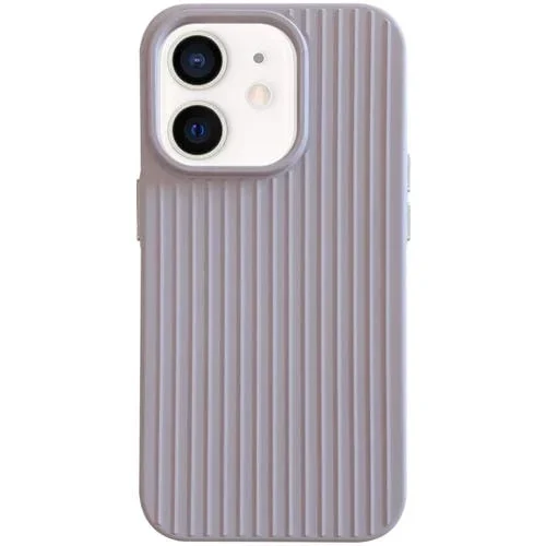 Funda híbrida para teléfono iPhone 12 PC Macaroon Tile Stripe TPU (Gris Lavanda)