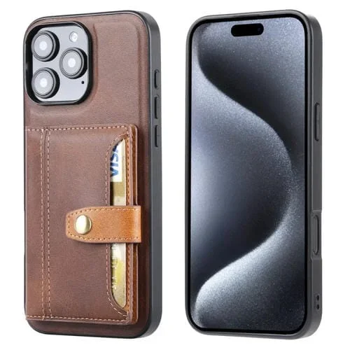Funda híbrida poliuretano termoplástico TPU con ranura para tarjetas iPhone 16 Pro (Marrón)