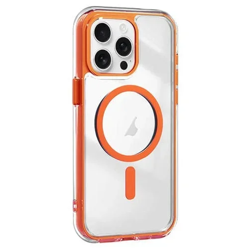 Funda híbrida TPU acrílico para iPhone 15 Pro a prueba de golpes con Airbag y Magsafe (Naranja)