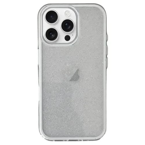 Funda híbrida TPU con purpurina 3 en 1 para iPhone 16 Pro Imd (Blanca)