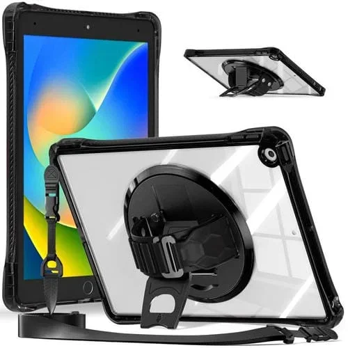 Funda híbrida TPU con soporte giratorio para iPad 10.2 (2021/2020/2019) (Negra)