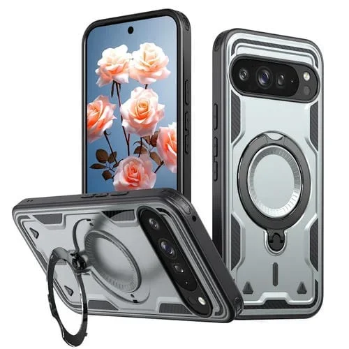 Funda híbrida TPU con Soporte Magsafe para Google Pixel 9/9 Pro (Gris)