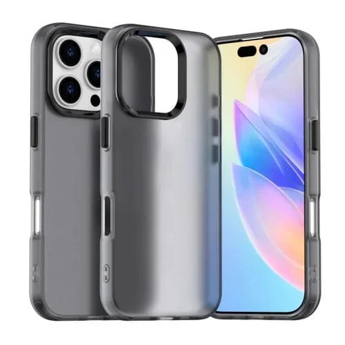Funda híbrida TPU iPhone 16 Pro a prueba de golpes diseño frutas y caramelos (Negra)
