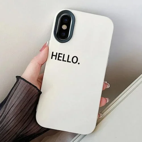 Funda híbrida TPU para iPhone X/Xs Hello Word PC (Blanca)
