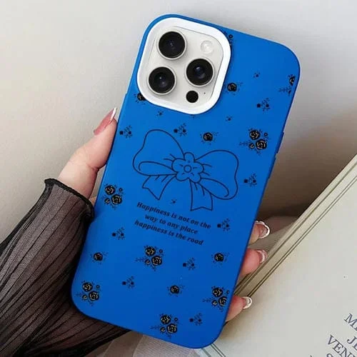 Funda híbrida TPU para PC con lazo floral para iPhone 12 Pro Max (Azul)