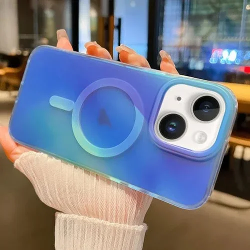 Funda híbrida TPU PC Magsafe con Degradado Ink Gen2 para iPhone 15 Plus (Azul)