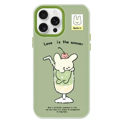 Funda híbrida TPU Policarbonato iPhone 15 Pro Max con Tacto Sedoso (Verde Taza de Perro)