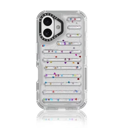 Funda híbrida TPU Purpurina Airbag para iPhone 16 (Con Lentejuelas)