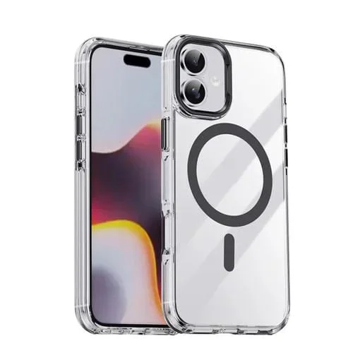 Funda híbrida TPU y PC Airbag con Magsafe para iPhone 16 (Negro Transparente)