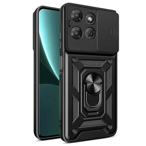 Funda híbrida TPU y PC con cámara deslizante para Motorola Moto G Power 2025 (Negra)