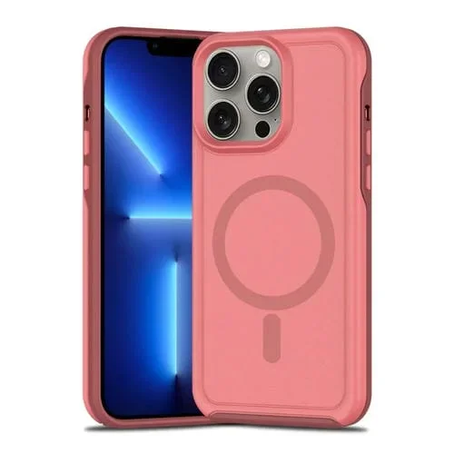 Funda híbrida TPU y PC con Protección Magsafe a prueba de golpes para iPhone 13 Pro Max (Rosa Oscuro y Granate)