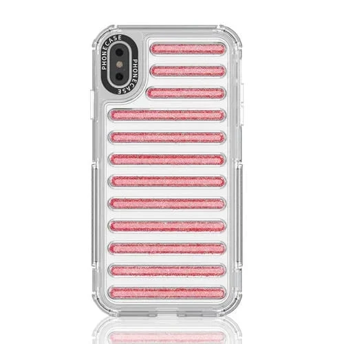 Funda híbrida TPU y PC con Purpurina y Airbag para iPhone Xs Max (Roja)