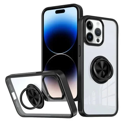 Funda híbrida TPU y PC con Soporte para Anillo iPhone 14 Pro Max (Negra)