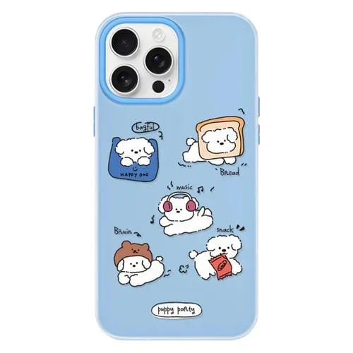 Funda híbrida TPU y PC iPhone 13 Pro Max Tacto Sedoso (Puppy Party)