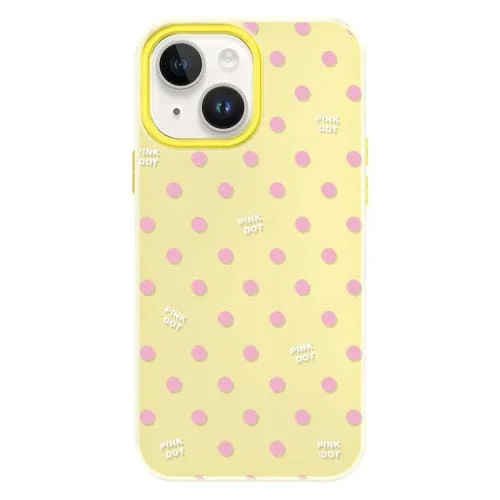 Funda híbrida TPU y PC iPhone 14 Plus con Tacto Sedoso (Lunares Amarillos)