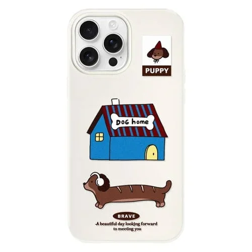 Funda híbrida TPU y PC iPhone 15 Pro Max Tacto agradable (Casa de Perro Blanca)