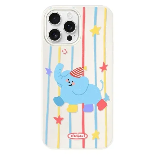 Funda híbrida TPU y PC iPhone 16 Pro Elefante con Calcetines (Blanco)