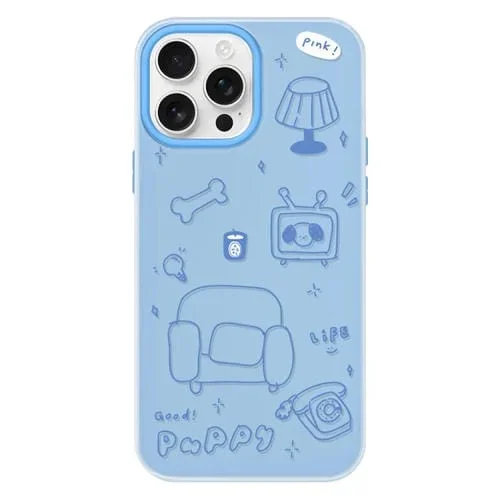 Funda híbrida TPU y PC iPhone 16 Pro Tacto Sedoso (Puppy Blue)