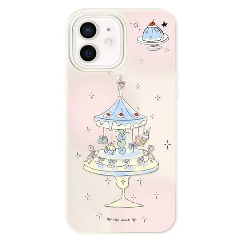 Funda híbrida TPU y PC para iPhone 11 soporte para tartas de postre (Blanco)
