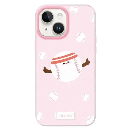 Funda Híbrida TPU y PC para iPhone 13 con Tacto Sedoso (Rosa Béisbol Deportivo)