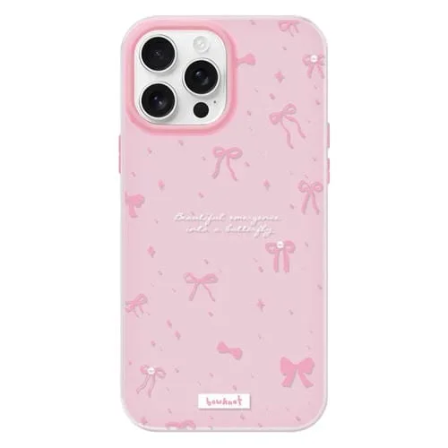 Funda híbrida TPU y Policarbonato iPhone 16 Pro Max Tacto Sedoso (Rosa con Lazo)