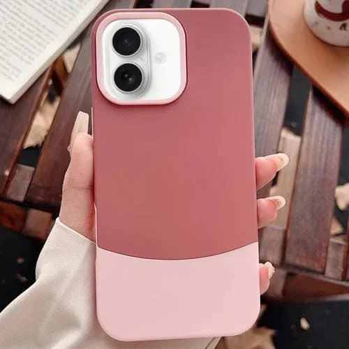 Funda híbrida TPU y Policarbonato para iPhone 16 (Rosa, Rojo y Rosa)
