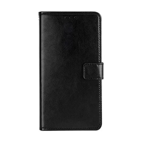 Funda Horizontal Flip Asus Rog Teléfono 5 Idewei Crazy Horse con Soporte, Tragamonedas y Billetera (Negro)