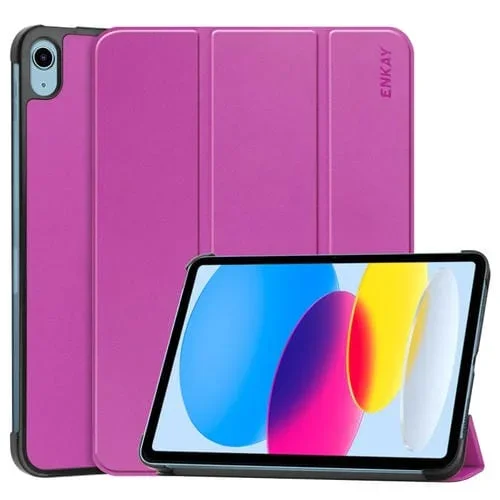 Funda Inteligente Cuero Custer Tres Pliegues Enkay para iPad 2025/2022 (Morado)