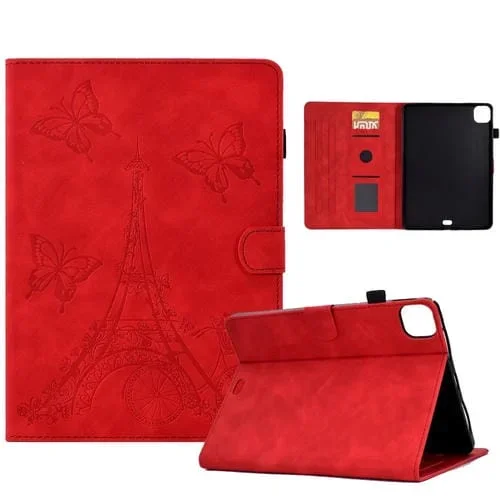 Funda inteligente de cuero con relieve Tower para iPad Pro 11 (2024) (Roja)