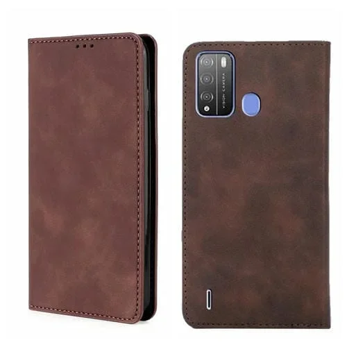 Funda Itel Vision 1 Pro Skin Feel Magnética Horizontal Flip de Cuero (Marrón Oscuro)