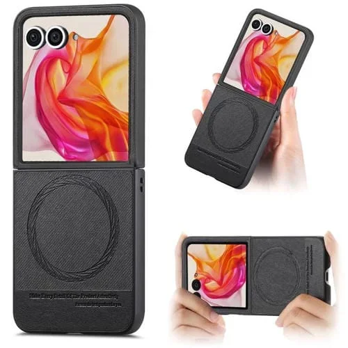 Funda Magnética de Piel y Sarga para Motorola Razr 40 (Negra)