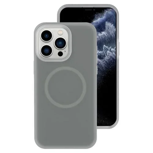 Funda Magnética de Silicona Líquida para iPhone 11 Pro Max con Tapa Magnética Magsafe (Gris)