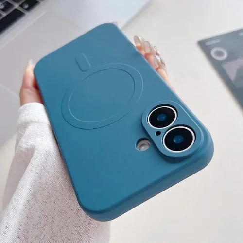 Funda Magnética de Silicona Líquida para iPhone 16 (Azul Real)