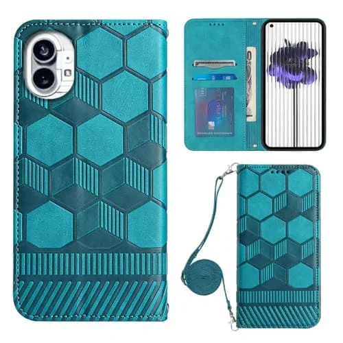 Funda Magnética For Nothing Phone 1 Crossbody Football Texture de PU (Azul Claro)