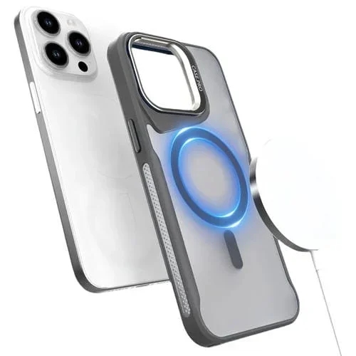 Funda Magnética Magsafe con Soporte de Metal para iPhone 15 Pro Max (Gris)